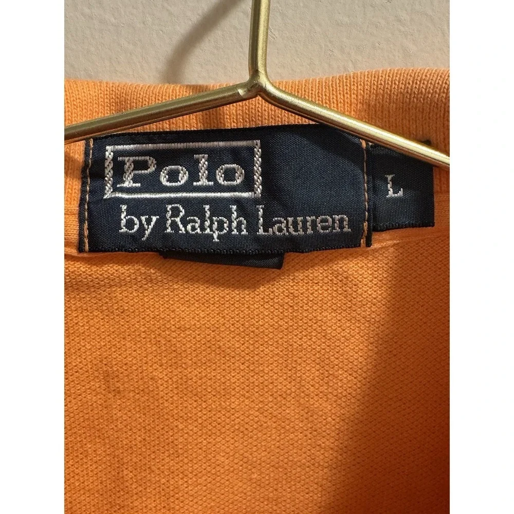 Polo Ralph Lauren Men's Orange Soft Cotton S/S Polo Shirt Size Medium Green Pony